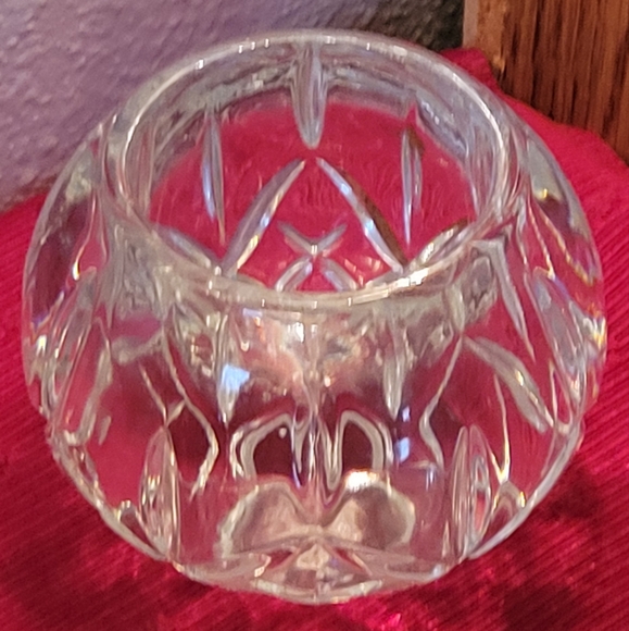 Vtg Candle Holder Heavy Clear Cut Glass Star & Diamond Pattern - Picture 4 of 8